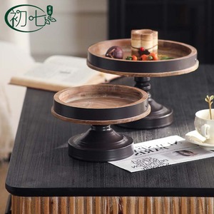 Juego de bandejas decorativas de madera rústica, 2 piezas, bandeja redonda para frutas, bandeja de almacenamiento para la entrada, decoración del hogar - Product Image 3