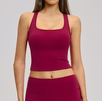 Débardeur de yoga sans couture personnalisé à dos nageur, extensible, coupe ajustée, court, sans manches, pour la gym, l'entraînement, le fitness et le sport