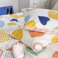 Service d'échantillonnage disponible : Parure de lit pour enfants en pur coton doux, motif cœur de dessin animé mignon, avec housse de couette