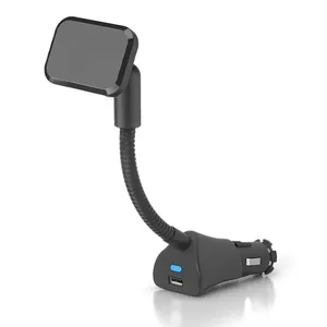 Imán 5V 1.5A teléfono USB cargador de coche soporte de montaje de cuello de cisne con Clip de Cable