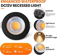 Plafonnier encastré LED GZV 12V en aluminium, 3 pouces, étanche, éclairage intérieur pour camping-cars, fourgons, camions, motorhomes