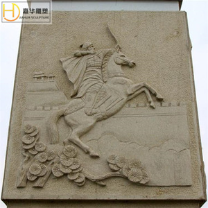 Sculpture JIAHUA, relief en pierre, style chinois, cavalier, décoration murale, colonne - Product Image 1
