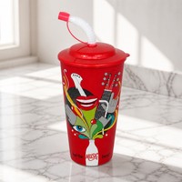 Haute qualité Portable 500ml ensemble de verres en plastique couvercle paille OEM vente chaude enduit pour enfants retour école sûr pour lave-vaisselle