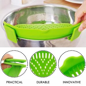 Panier filtrant universel pliable en silicone pour la cuisine Clip de passoire à large ouverture pour fruits légumes passoires passoires - Product Image 5
