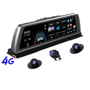 4 채널 360 학위 10 인치 4G 자동차 대시 보드 DVR ADAS 와이파이 GPS 네비게이션 카메라 FHD 1080P 대시 캠 비디오 레코더