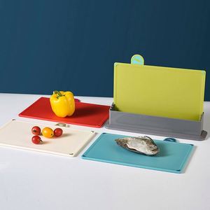 Colorful <b>Plastic</b> Cutting Board Set of 4 Cutting Boards with Storage Stand Dishwasher Safe Chopping Set for Kitchen - Product Image 3