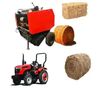 Mini pto round square Hay Bale Straw Grass Machinery Silage Baler Compress Wrapper bundle Machine Automatic