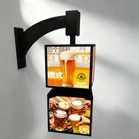 Afficheur de menu rotatif à quatre faces à 2 niveaux personnalisé en usine, panneau publicitaire LED extérieur pour café