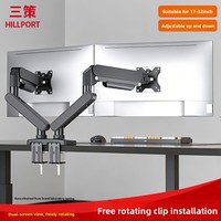 Dudukan Monitor Ganda Grosir untuk Desktop Tanpa Bor, Pengangkat 2 Monitor, Dapat Diputar 90 Derajat, Bahan Aluminium Alloy, Cocok untuk Layar 17-32 Inch