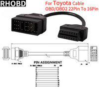 Linkyou Hochwertiges OBD2-Adapterkabel Kupferleiter 22-polig PVC 300mm 24V/12V Kfz-Diagnosewerkzeug