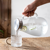 Bouilloire à eau froide en verre borosilicate HYRI, résistante aux hautes températures, compatible lave-vaisselle et micro-ondes, design moderne pour usage domestique