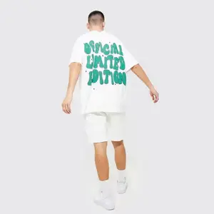 Yijin Custom Graphic T Shirts Summer Men Clothing 2 Pieces Heavyweight 100% Cotton Puff Printing T Shirt And Shorts Set For Men