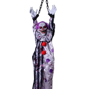 DAMAI Halloween Hanging Shaking Scary Clown with Light Red Eyes Sound Touch Activated for Halloween Outdoor Yard Decor Prop - Product Image 2