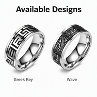 316L Edelstahlring mit geometrischer Gravur, Öltropfen-Design, Jesus-Motiv, schwarz gunmetal-plattiert, modischer, vielseitiger Schmuck, Großhandel