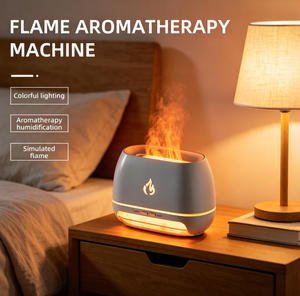 Diffuseur d'huiles essentielles à ultrasons effet flamme grain <span class=keywords><strong>de</strong></span> bois, humidificateur à brume froide avec veilleuse d'ambiance colorée pour <span class=keywords><strong>la</strong></span> décoration <span class=keywords><strong>de</strong></span> <span class=keywords><strong>la</strong></span> maison et du bureau - Product Image 3