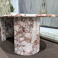 Ensemble table à manger et table basse en marbre Calacatta Rouge, style minimaliste de luxe, mobilier en pierre pour projets résidentiels et commerciaux