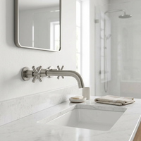Robinet de lavabo de luxe moderne pour hôtel, 2 poignées, en acier inoxydable 304, avec cartouche céramique, 3 trous, mélangeur eau chaude/froide