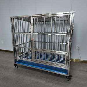 Stainless Steel Dog Cage Rectangle Durable Indoor Pet Kennel for Home Use - Product Image 1