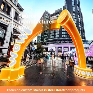 Escultura de cabeza de puerta grande de acero inoxidable hecha a medida, estructura metálica de acero, fibra de vidrio, diseño creativo de dibujos animados, adorno decorativo de 1m x - Product Image 3