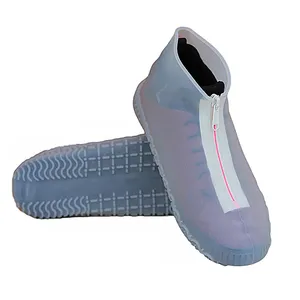 Couvre-chaussures réutilisables en silicone imperméables avec fermeture éclair antidérapante en caoutchouc de silicone pour enfants, hommes et femmes