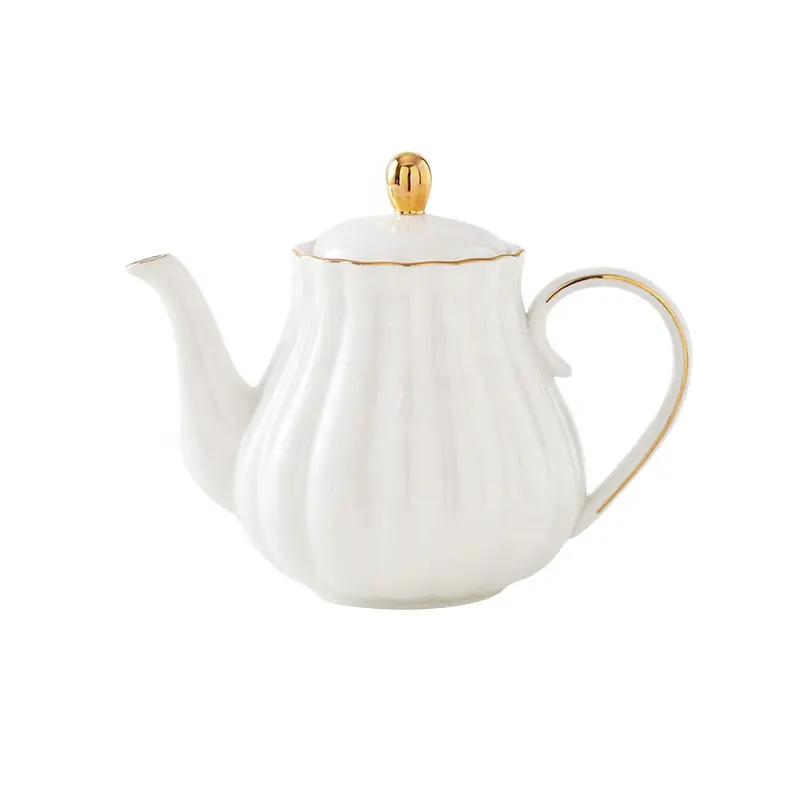 Royal Style Ceramic Teapot Colorful Gold Plated Design Hand Painted Gold Edge Porcelain Teapot