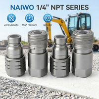 Raccord hydraulique à déconnexion rapide Naiwo à face plate 1/4 pouce NPT en acier ISO16028 pour mini-excavatrice
