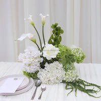 Susunan Bunga Calla Lily Putih Artificial Real Touch untuk Pernikahan, Dekorasi Meja Putih Hijau 30cm 40cm