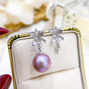 Perno de Oreja de Plata S925 con Cuentas Redondas de 8-12 mm, Accesorio de Perla para DIY, 21314 - Pequeña Flor de Ágata, Ligero y Ágil para Pendientes - Product Image 3