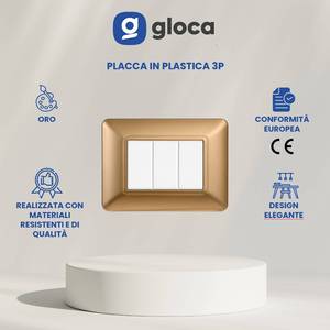 Plaque murale en plastique dorée Gloca 3 Gang pour interrupteur 3P, compatible Matix, installation facile - Product Image 3