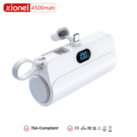 Batterie externe compacte 4500 mAh avec affichage LED numérique, support de téléphone et câble USB-C, format poche, pour voyage, vente en gros (modèle 21700)