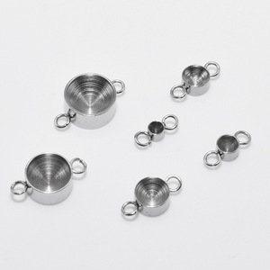 Bisel Redondo en Blanco de Acero Inoxidable, Base de Conector de Doble Lazo, Bandejas de Cristal, Colgante, <span class=keywords><strong>Enlace</strong></span> en Blanco para Encontrar Joyería - Product Image 2