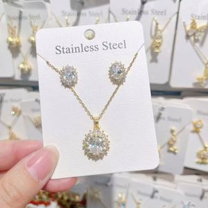 Women's Classic Copper <b>Earrings</b> Necklace Jewellery Sets Zircon PVD Rose Gold Stainless Steel Certified Gift Original Color Mixed - Product Image 4