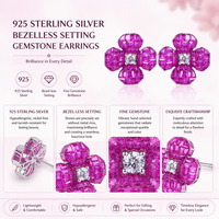 Boucles d'oreilles personnalisées KIRIN en argent 925 avec rubis et zircon en forme de fleur pour femme, sertissage invisible, OEM ODM