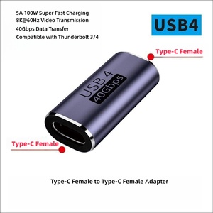 Type-C オス - Type-C メスアダプター 40GB 90 度直角アングル Thunderbolt 3 に適したフル機能 U 字型アダプター - Product Image 1