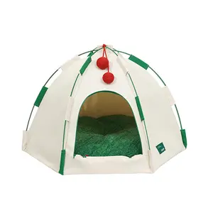 Kubbe kedi yuva çadır dört mevsim evrensel yarı kapalı köpek yuva çıkarılabilir ve yıkanabilir kedi yatak