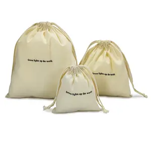 カスタムロゴシルクスクリーンプリントオーガニックコットンモスリンダブルショッピング収納キャンバス巾着ポーチハンドバッグシューズ用ダストバッグ - Product Image 6