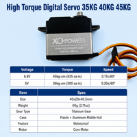Servomoteur numérique étanche XQ-POWER 35-40kg-cm à couple élevé, 6,8V, engrenage en titane, 180 degrés pour voiture RC 1/8 1/10
