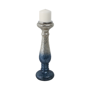 Portacandele in Vetro Sfumato Effetto Craquelé, Moderno Candelabro a Colonna, Centrotavola, Decorazione per la Casa - Product Image 2