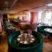 Ensemble de chaises et table en velours courbé pour café, salon de thé, restaurant, hôtel, mobilier de table en bois pour usage commercial