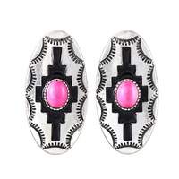 Meilleure vente en gros de boucles d'oreilles en pierre aztèque occidentale pour femmes sud-ouest rose noir turquoise blanc rouge jaune mode