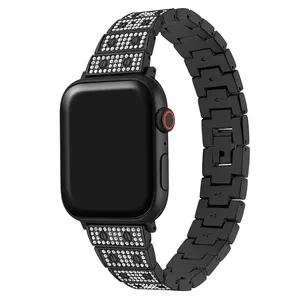 卸売 リンゴの時計6 44ミリメートル黒-Apple Watch Series 7 6 5 4 32バンドストラップ40mm44mm42mmブラックステンレススチールブレスレットストラップアダプターiWatchバンド38mm用