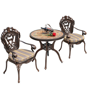 Cast Aluminum Outdoor Garden Set 2 Seater Traditional Style Weather Resistant <b>Table</b> And Chairs For Patio <b>Balcony</b> - Product Image 1