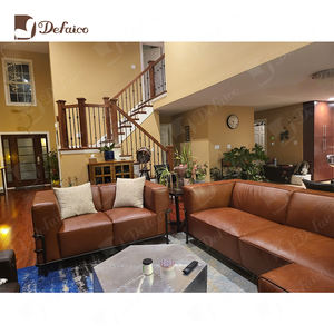 लोफ्ट शैली मध्य शताब्दी चमड़े के लोहे के पाइप फ्रेम काले चमड़े के सोफे सेट क्लब चेस्टरफील्ड कुर्सी - Product Image 2