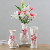 Vase en céramique émaillée de style européen, fait main, écologique, à motif floral, pour salon, meuble TV, table à manger