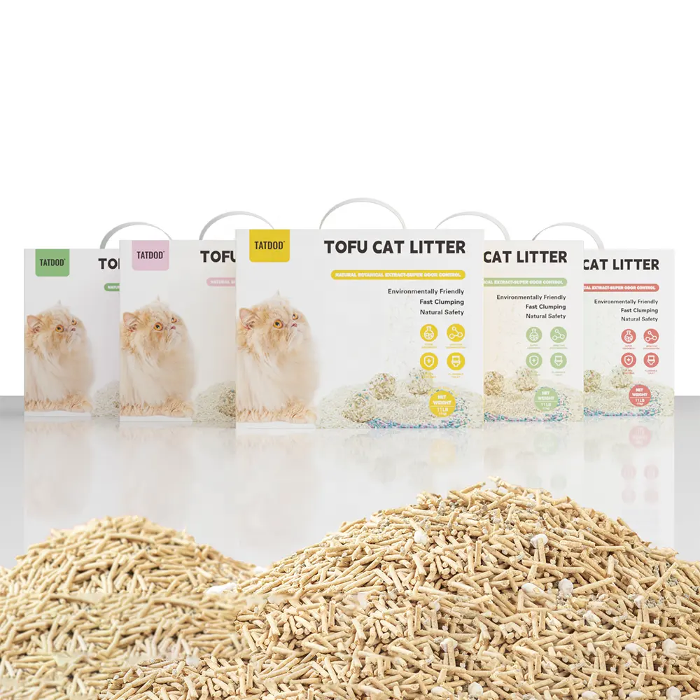 Hochverkauf schnelles Klumpen 5 kg 1,5 mm Katzenklo Tofu reines natürliches Pflanzenmaterial spülbare Toilette Tofu Katzenklo