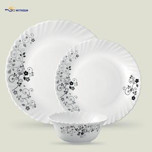 Set da Pranzo in Vetro Opale Bianco da 18 Pezzi con Decalcomania Floreale Personalizzata, Stoviglie in Vetro Opale <span class=keywords><strong>Arcopal</strong></span>, <span class=keywords><strong>Piatti</strong></span> e Ciotole da 10,5'' - Product Image 1