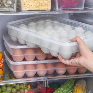 Stackable Large capacity clear plastic popular portable egg storage tray box container for pantry fridge organizer with lid