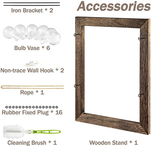 Macetero de Vidrio de Doble Capa para Colgar en la Pared, con 6 Macetas, Base de Madera Retro para Plantas Hidropónicas - Product Image 6