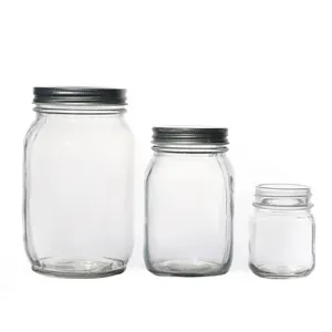 KDG marca 500ml 1000ml Venta caliente proveedores al por mayor personalizar redondo claro vacío grandes frascos de vidrio comida con tapas caja de embalaje
