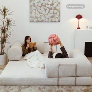 Sofá Cama Extensible Plegable Minimalista Creativo para Apartamentos Pequeños, Desmontable, Lavable, Compresible, Recto, de Franela para Sala de Estar - Product Image 4